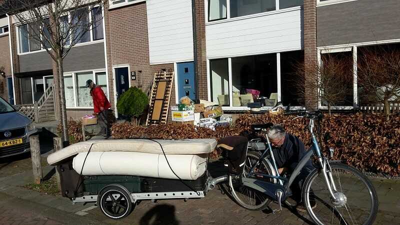 photo of mattresses stacked on Dieter's trailer