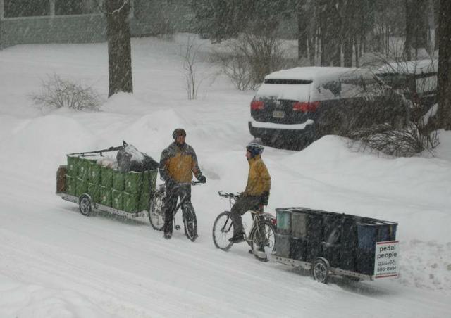 Ben and Myke meet on a snowy day (photo by Robin Barber) 